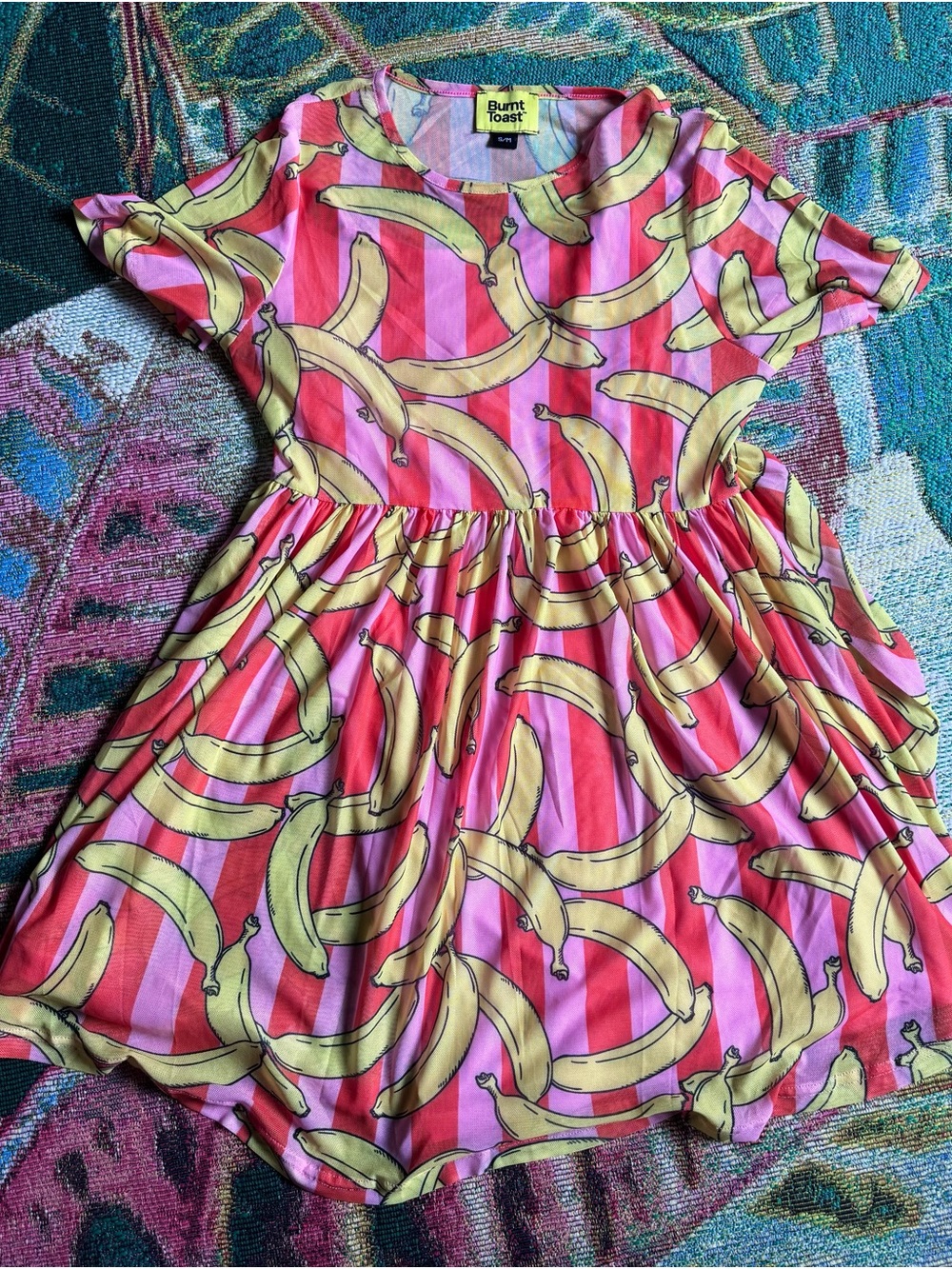 Burnt Toast Peelin Good pink Banana Mini Mesh Dress in S/M